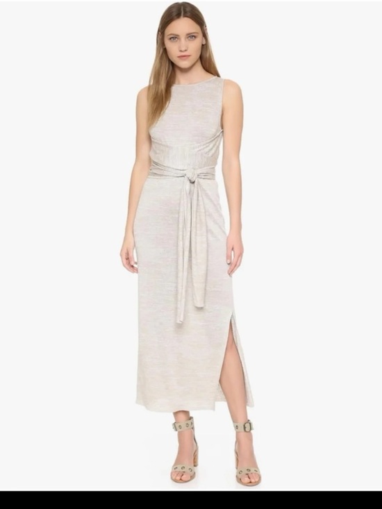Theory Dresses & Skirts - Theory Linen Blend Dantine Sag Harbor Tie Waist Wrap Midi Dress Oatmeal 
Medium